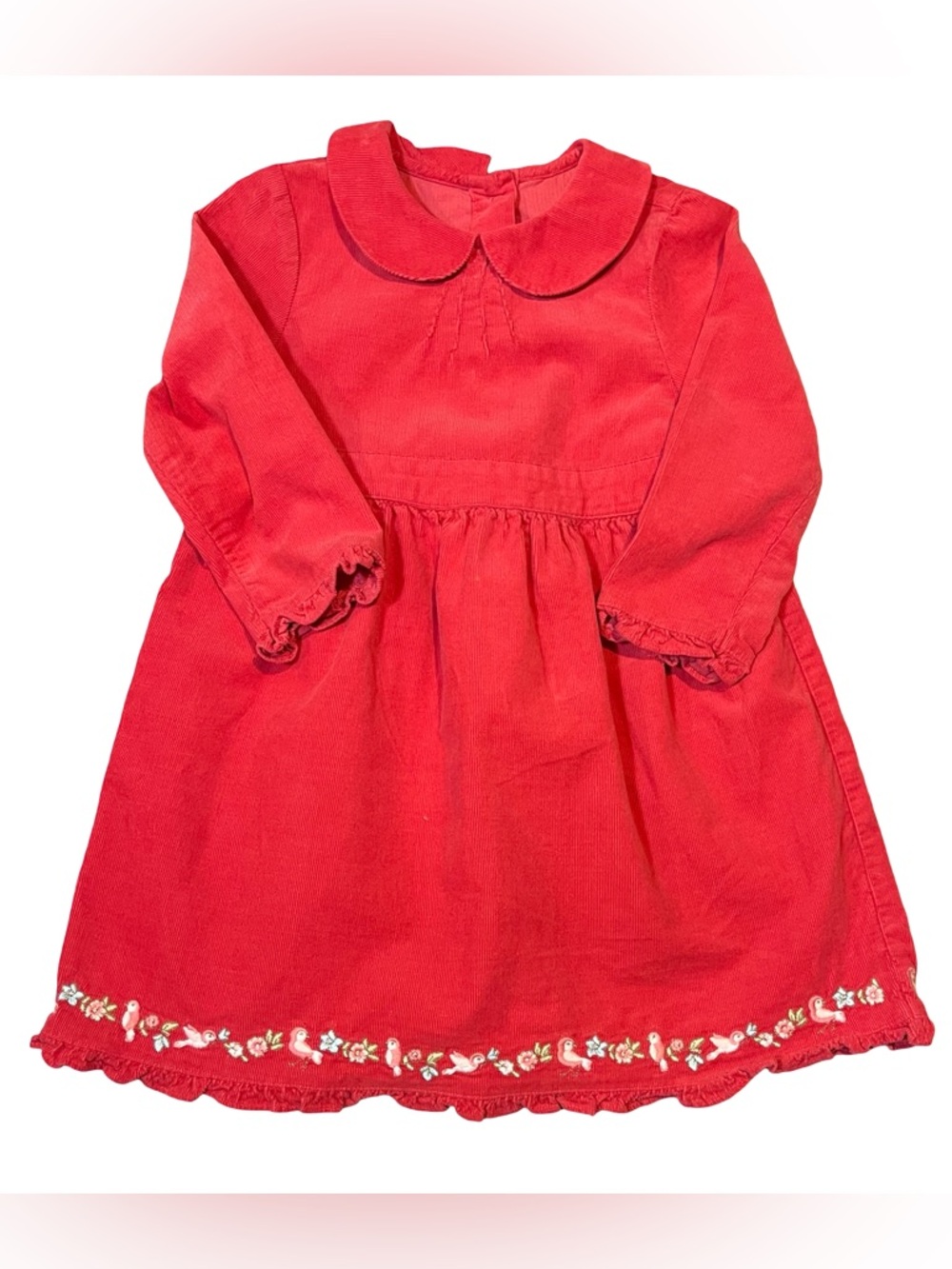 Janie and Jack Winter Songbird Red Corduroy Dress with Peter Pan Collar 2T